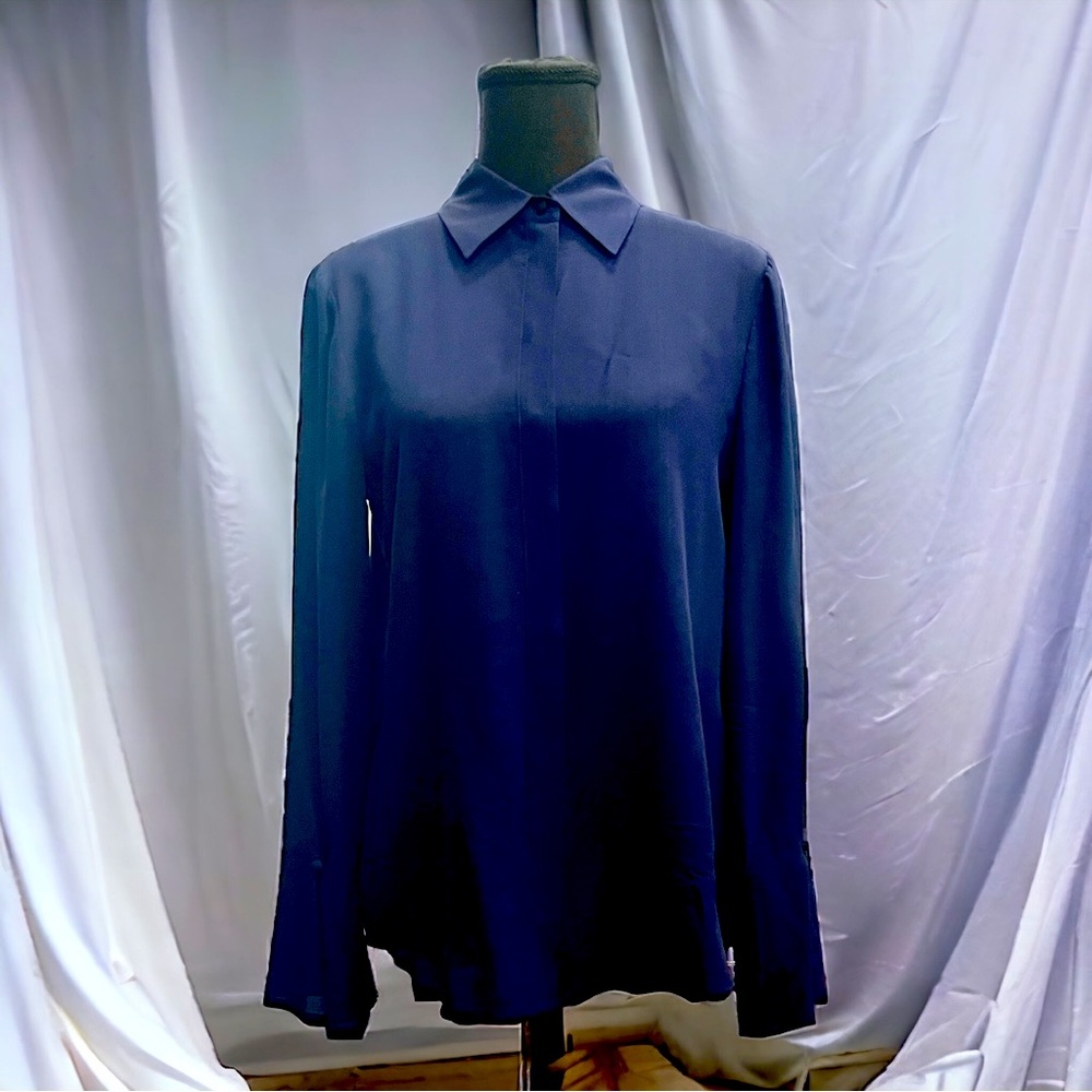 Club Monaco navy silk blouse